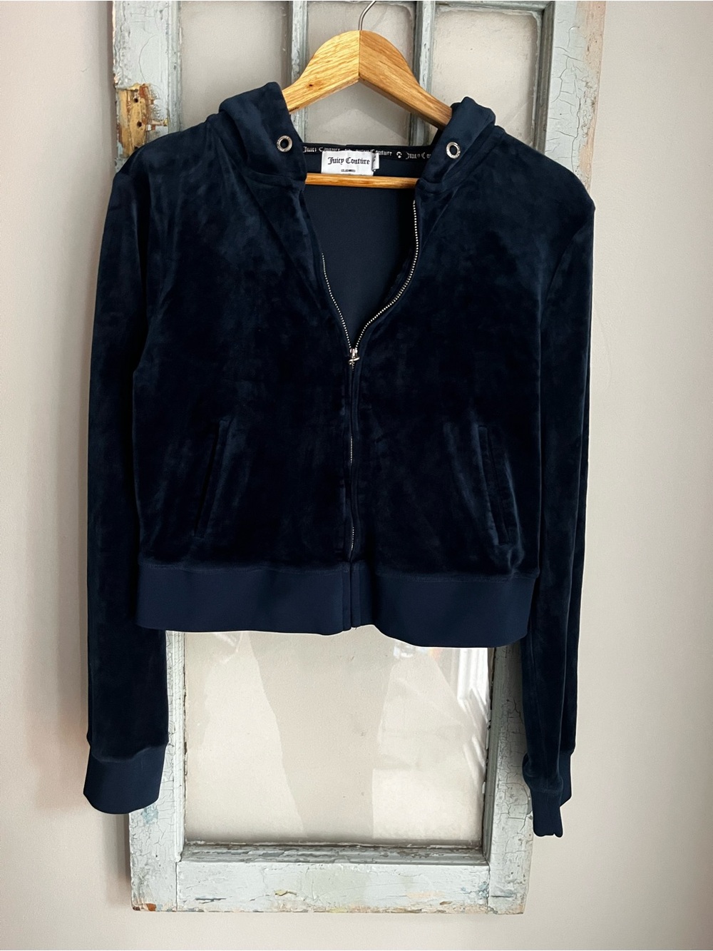 Juicy Couture Navy Velour Bomber Jacket